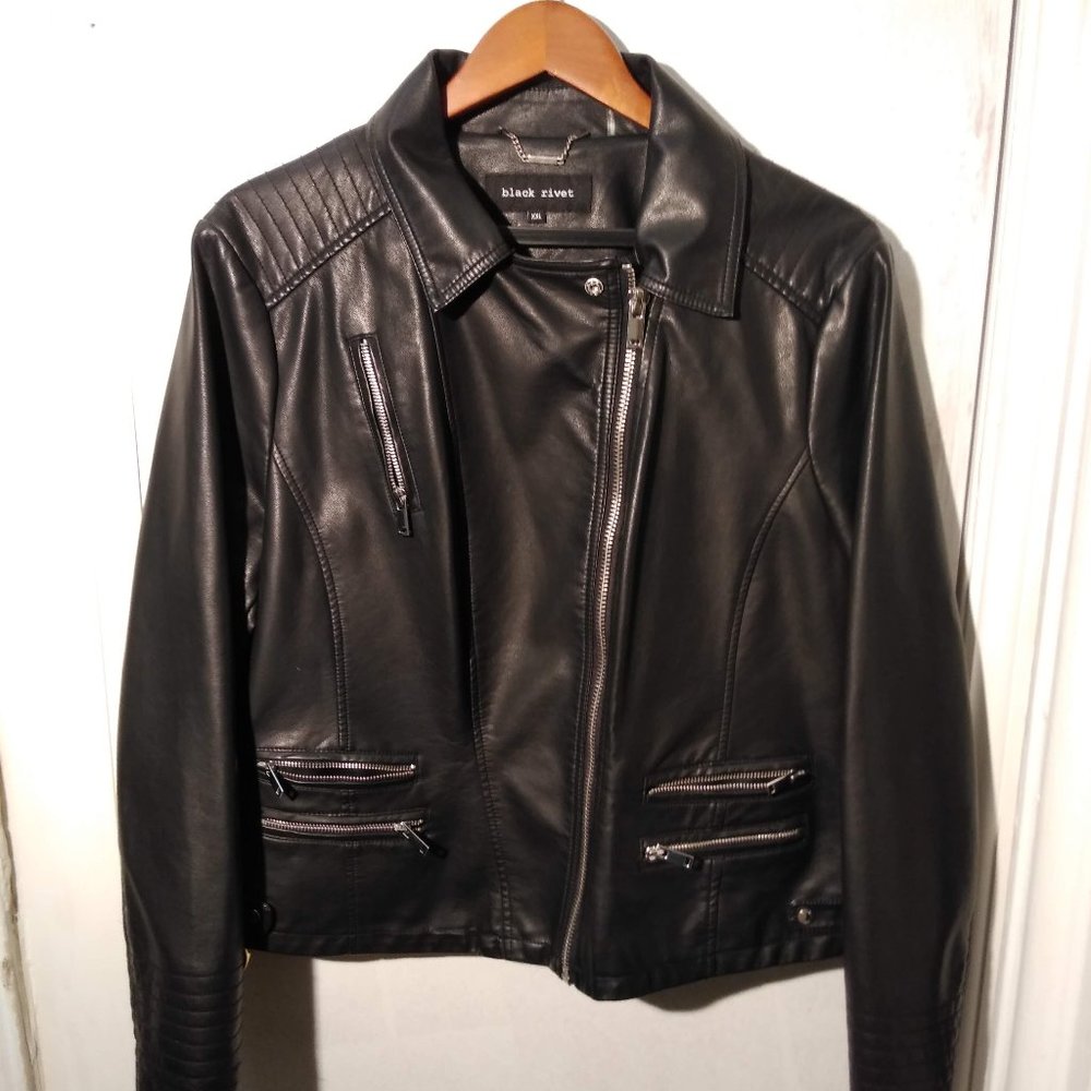 Black Rivet Leather Jacket Gem